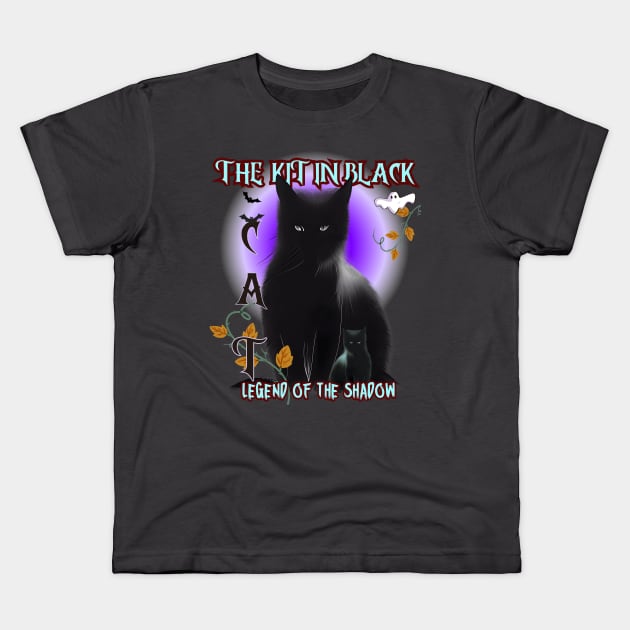 Cat the kit in black, legend of the shadow Kids T-Shirt by Taz Maz Design